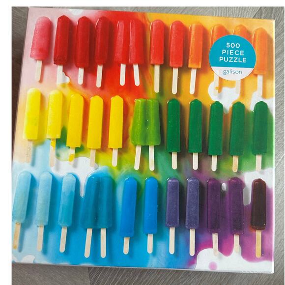 Galison Gallison Popsicles Puzzle 500 Piece Rainbow Colorful Fun Jigsaw Complete - Picture 1 of 5